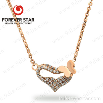 Butterfly Diamond Collier Prix Collier d&#39;or 18k